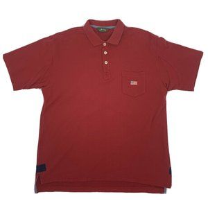 Men's Orvis Short Sleeve Polo Shirt Embroidered American Flag‎ Red Large